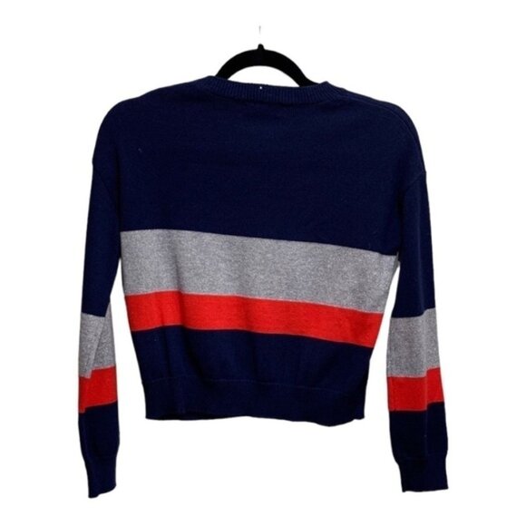 Harper Canyon Sparkly Grey and Blue Striped Sweater Size M - Picture 3 of 3